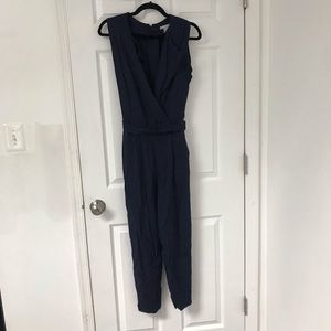 Navy Blue Belted Jumpsuit